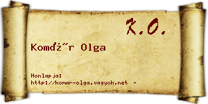 Komár Olga névjegykártya