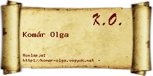 Komár Olga névjegykártya